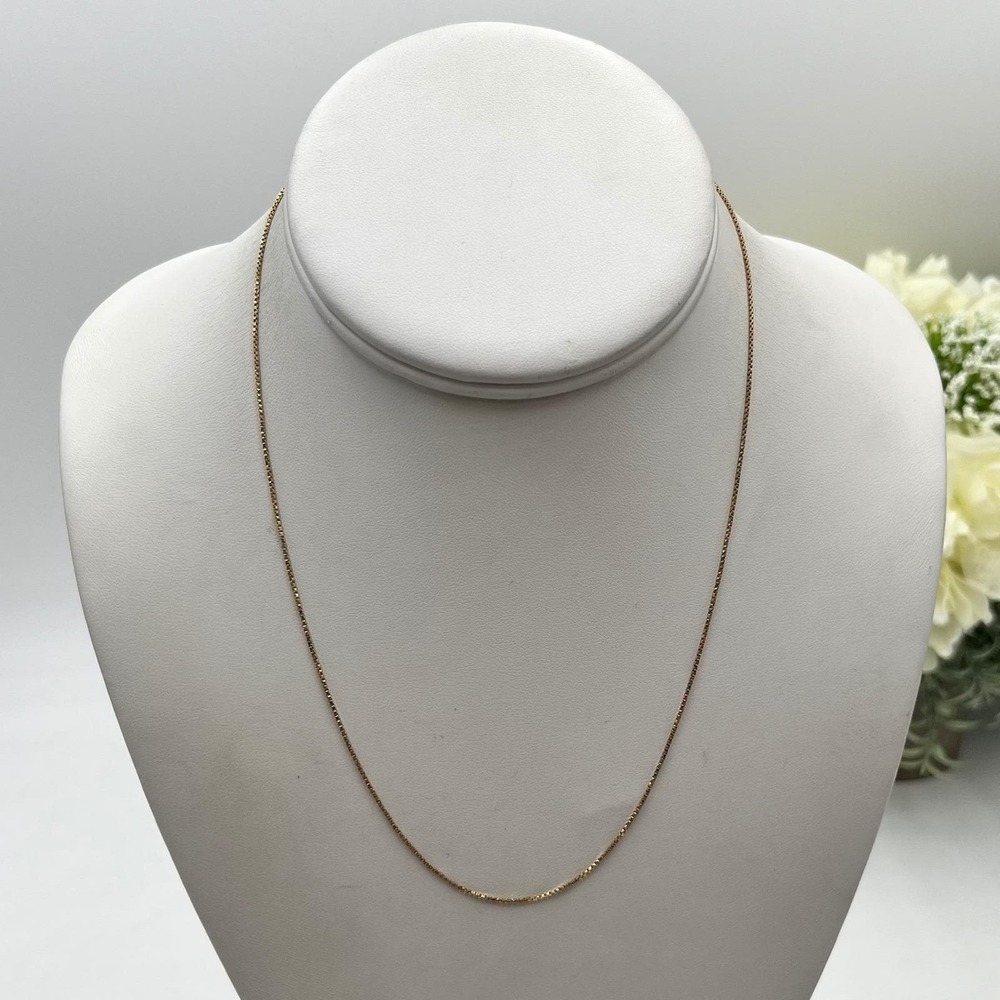 14k Yellow Gold 585 Classic Elegant Box Chain 1.8 Gr Necklace 17.5" Spring Ring
